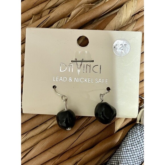 Women Black Jet Reptile Festival Whimsigoth 42in Necklace Earrings Set Witchy - Picture 3 of 6